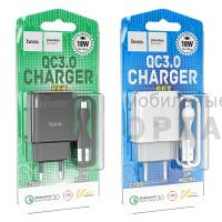 СЗУ HOCO C72Q, Glorious, 2400mA, 18Вт, QC3.0, кабель USB to Micro,  белый