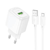 СЗУ HOCO CS52A, Surplus, 18Вт, QC3.0, кабель USB to Micro, 1m,  белый