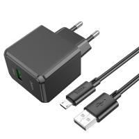 СЗУ HOCO CS12A, Ocean, 18Вт, QC, FCP, AFC, кабель USB to Micro,  черный