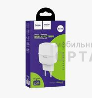 СЗУ HOCO C77A, Highway, 2400mAh, QC3.0,  белый