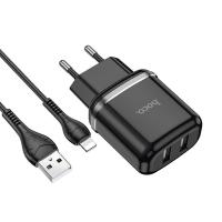 СЗУ HOCO N4, Aspiring, 2400mA, кабель Lightning,  черный