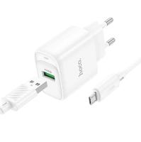 СЗУ HOCO C140A, 18Вт, QC3.0, FCP, AFC, кабель USB to Micro, 1m,  белый
