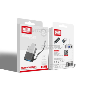 Переходник USB 2.0(f)-Type-C(m) Earldom ET-OT72, черный