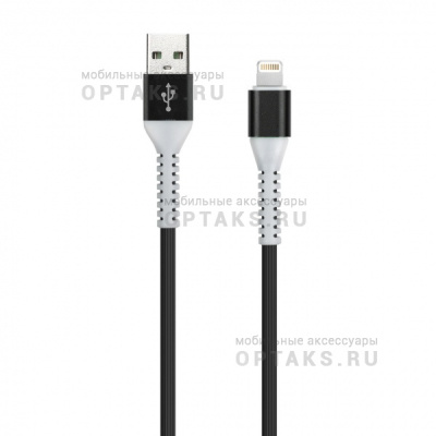Кабель Smartbuy 8pin  в TPE оплет. Flow 3D, 1м. мет.нак.,<2А, графит.(1/50)